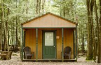 Outdoor view of a camping cabin at Rock Mountain.